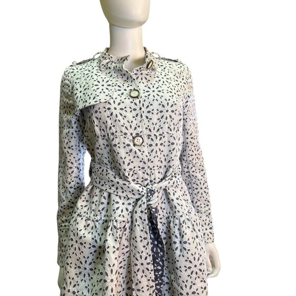 Anthropologie Elevenses Eyelet Button-Up Peplum Jacket With Belt - Size 4P EUC - Picture 3 of 9